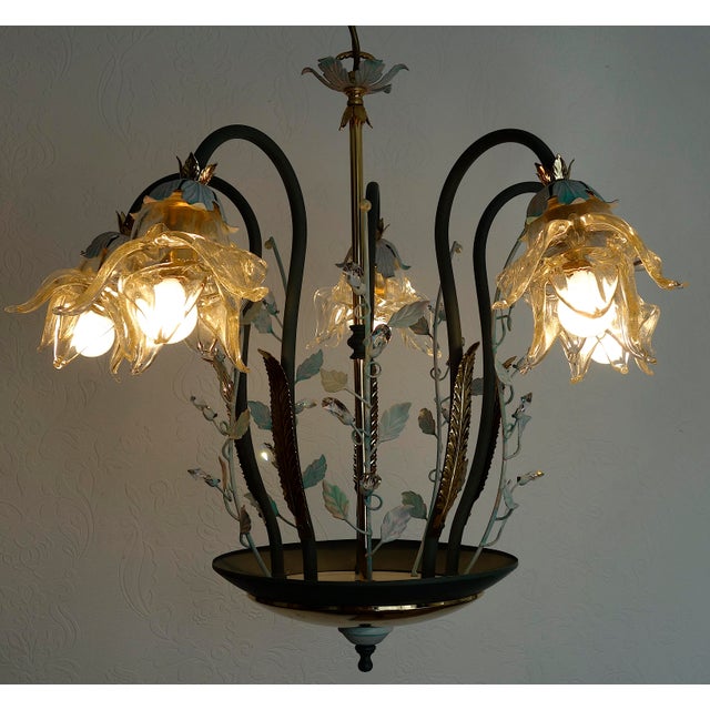 Italian Brass and Glass Lead Crystal Chandelier from Artigian Fabbrica Lambadari, 1960s For Sale - Image 10 of 16