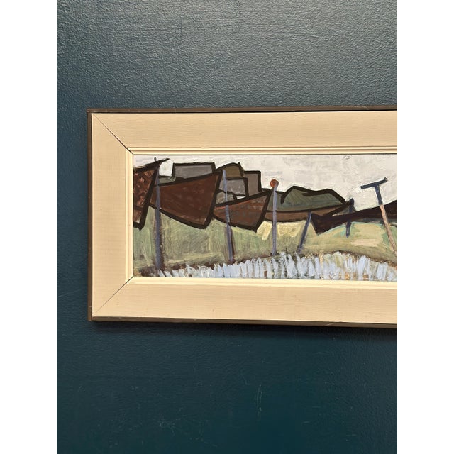 Mid-Century Modern Ivar Ekelund, Coastal Landscape with Beached Boats, 1950s, Oil on Panel, Framed For Sale - Image 3 of 14