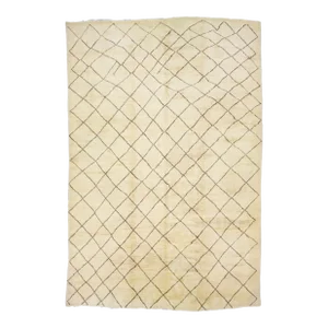 Tribal Modern Moroccan Style Oversize Wool Rug in Beige Color
