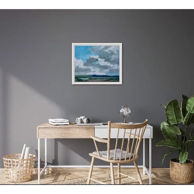 Contemporary Southwest Desert Landscape With Dramatic Clouds – Oil Painting For Sale - Image 3 of 6