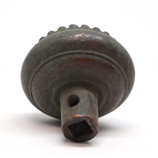 Vintage Concentric Beaded Bronze Interior Door Knob For Sale - Image 4 of 4