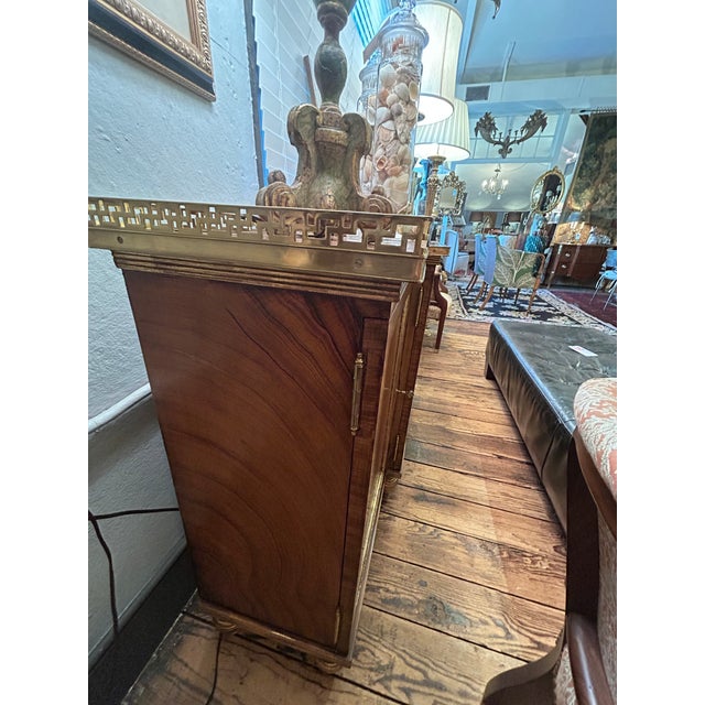 French Vintage Louis XVI Flame Mahogany Sideboard With Greek Key Gallery For Sale - Image 4 of 15