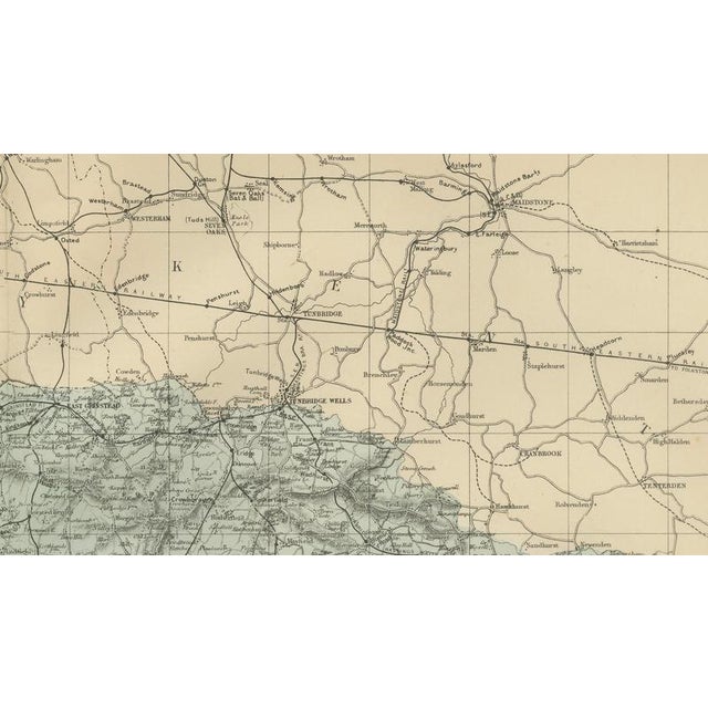 Black Antique Sussex Map by Edward Weller, 1885 For Sale - Image 8 of 11