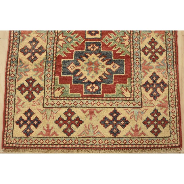 Textile Kazak Runner 2’3” X 4’11” Red Wool Tribal Hand-Knotted Oriental Rug For Sale - Image 7 of 10