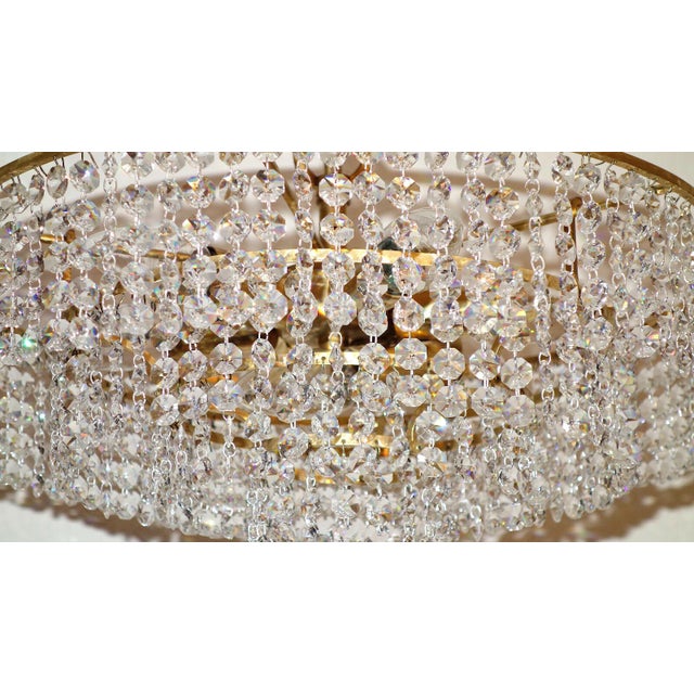 Antique Brass and Lead Crystal Chandelier from Ernst Palme, 1960s For Sale - Image 9 of 11