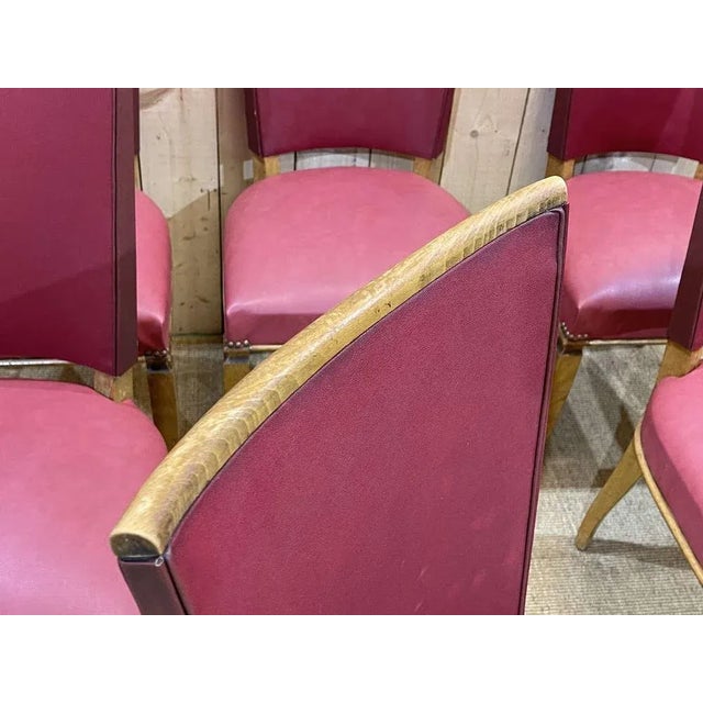 Red Beech and Skai Chairs, 1930s, Set of 6 For Sale - Image 8 of 12
