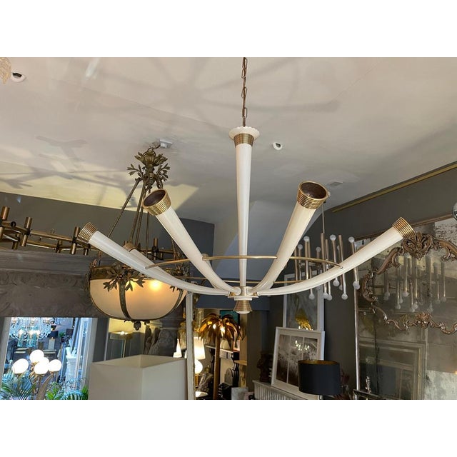 Italian Brass Chandelier, 1950s For Sale - Image 14 of 15