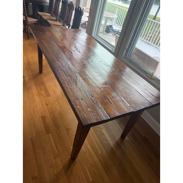 19th Century American Primitive Farmhouse Harvest Dining Table For Sale - Image 10 of 12