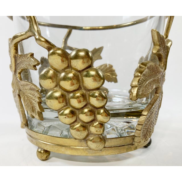 Mid 20th Century Vintage Cut Glass Champagne Chiller With Brass Grape Motif Base For Sale - Image 5 of 10