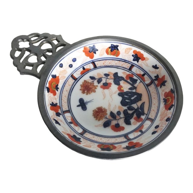 1960s Pewter and Porcelain Bowl For Sale