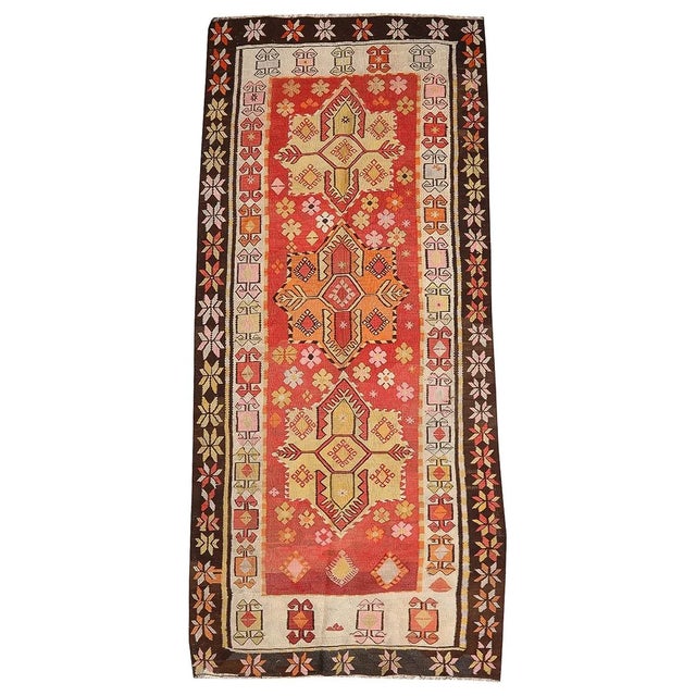 Textile Vintage Mid Century Turkish Kilim For Sale - Image 7 of 7