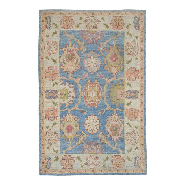 Modern Turkish Oushak Rug 6'5" x 9'10" For Sale