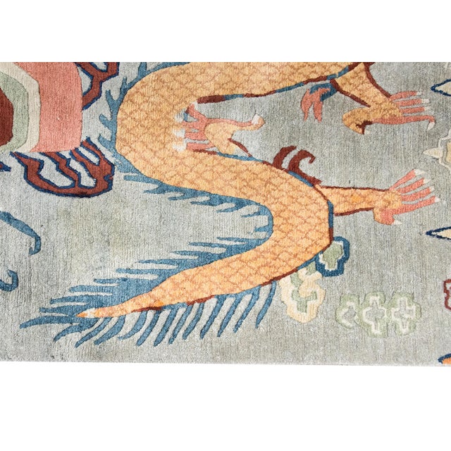 Asian Vintage Tibetan Double-Dragon Rug For Sale - Image 3 of 15
