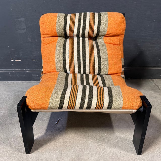 Late 20th Century Orange Striped Danish Postmodern Lounge Chairs For Sale In New York - Image 6 of 12