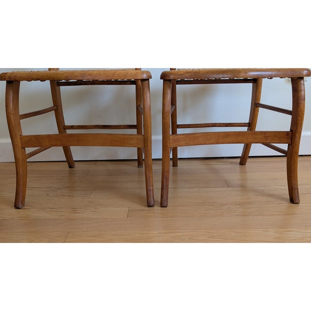 Pair of Mid-1800's English Country Ladder Back Cane Chairs, Signed by J. Bates For Sale - Image 9 of 12