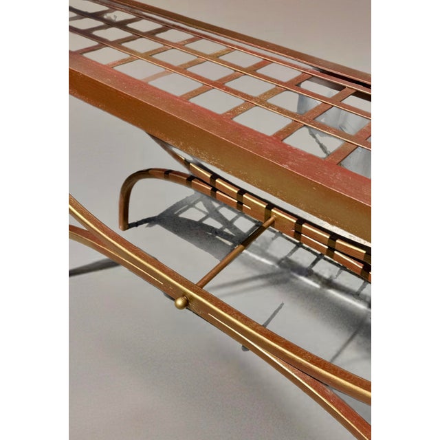 Gilt Red Woven Iron Console Table For Sale - Image 4 of 9