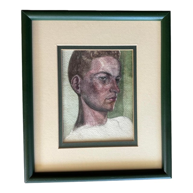 Vintage Original Male Portrait, Framed For Sale