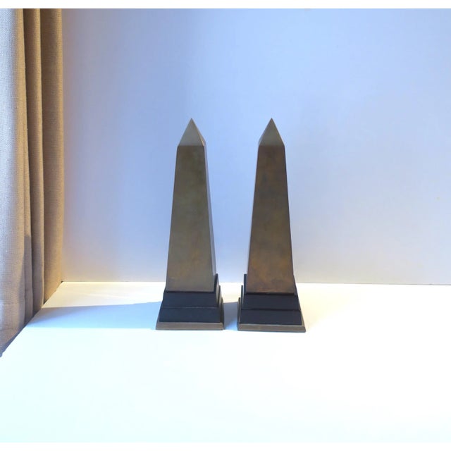 Modern Brass Obelisks, Pair For Sale - Image 3 of 10