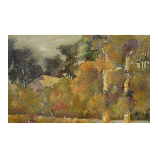 House in the Woods, 1964 - Original Oil Painting on Masonite For Sale