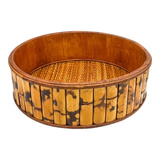 Vintage Burnt Bamboo Basket – Bohemian / Organic Modern / Tropical For Sale