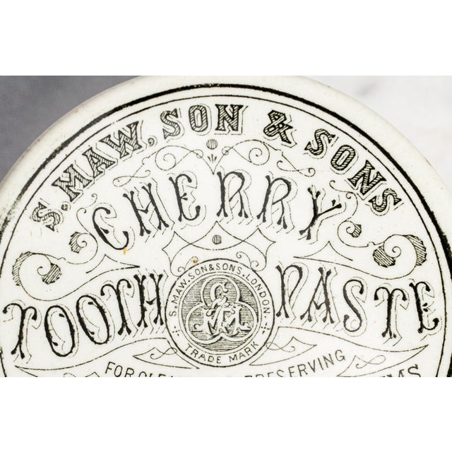 Interesting Antique Victorian S. Maw Son & Sons Cherry Tooth Paste Pot English Apothecary Jar Home Decor For Sale - Image 4 of 11