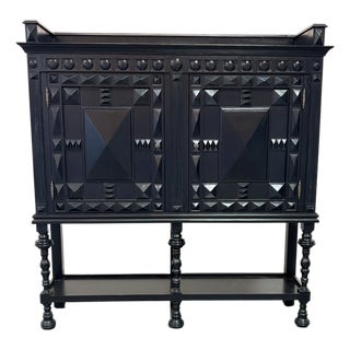 Noir Black Lacquer Portuguese Cabinet For Sale