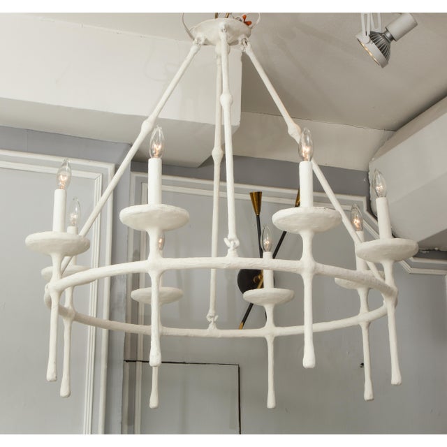 Bespoke Eight Arm Plaster Fixture in the Manner of Giacometti For Sale - Image 9 of 10