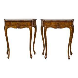 19th Century Pair of Italian Louis XV Style Walnut Console Tables with Serpentine Fronts For Sale
