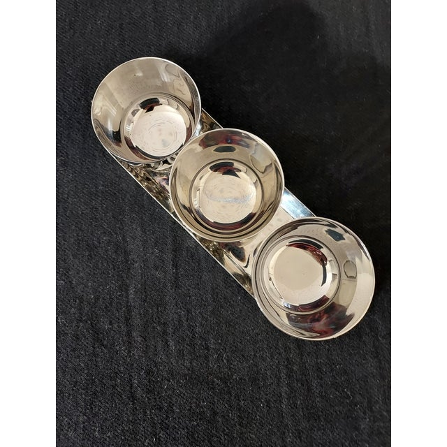 Michael Aram Michael Aram "Twist" Condiment Bowls and Matching Stainless Steel Tray - Original Storage Bag For Sale - Image 4 of 6