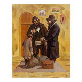 Unknown, Cheder Boy "Off to Yeshiva" Judaica Painting For Sale