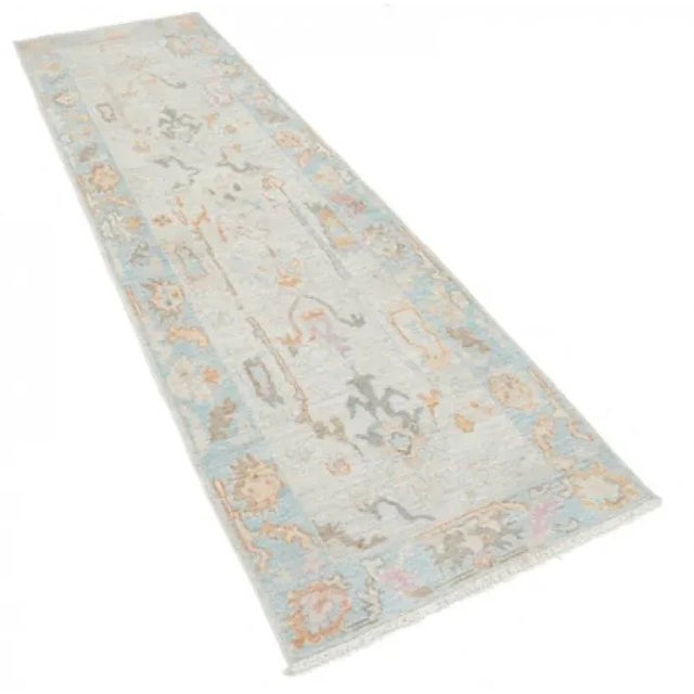 Traditional Pasargad Fine Hand Knotted Oushak Runner For Sale - Image 3 of 5