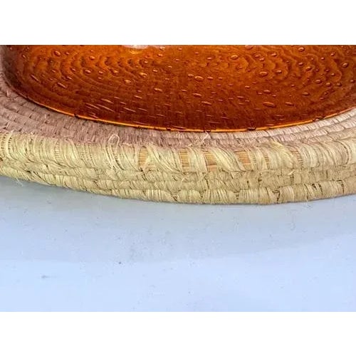 Wood Chees or Fruit Cloche Plate in Rattan and Glass, Italy, 1970s For Sale - Image 7 of 12