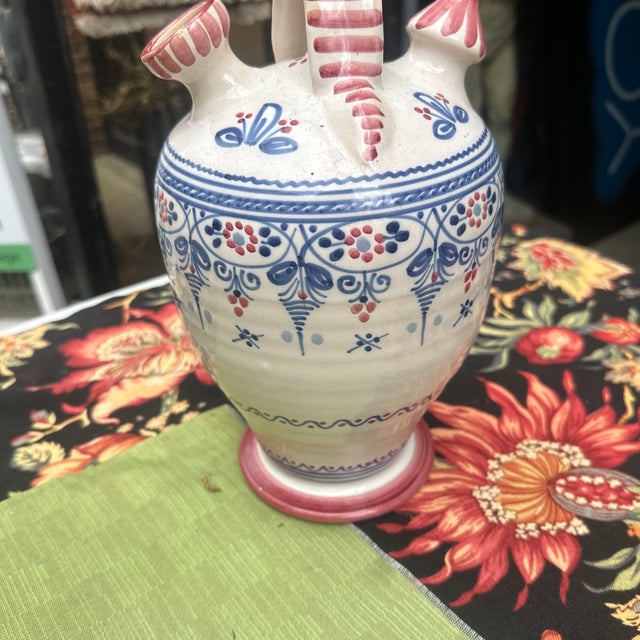 Ceramic 1970s Ceramic Painted Portuguese Botijo/Vase For Sale - Image 7 of 8