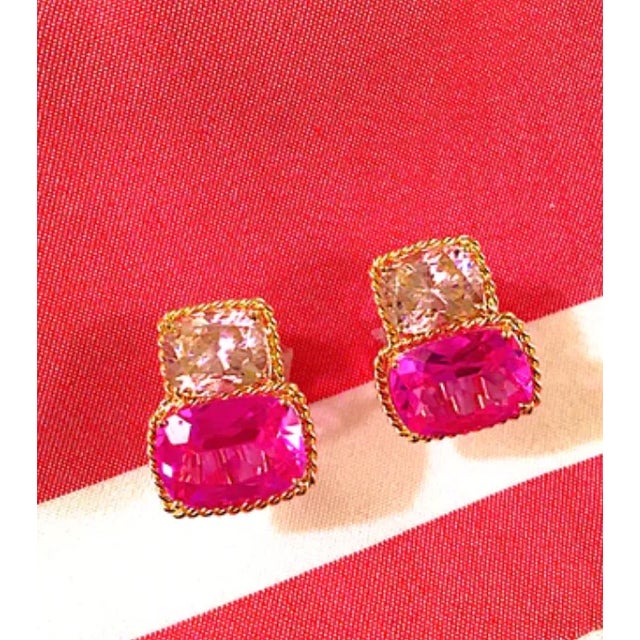 Christina Addison 18 Kt Yellow Gold Large Two Stone Cushion Earring With Twisted Rope Border - a Pair For Sale - Image 12 of 12