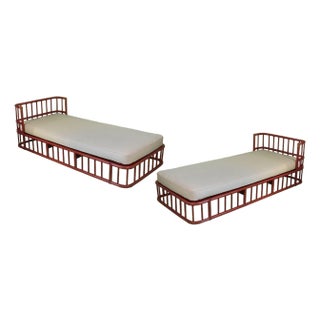 Pair of Fretwork Rattan Day Bed/ Sofas For Sale