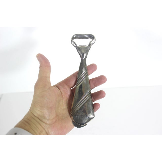 Vintage Silver Plate Tie Shaped Bottle Opener For Sale - Image 4 of 5