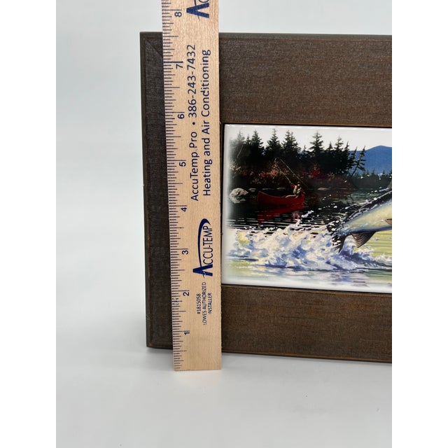 American Vintage Wooden Box Fishing Theme For Sale - Image 3 of 11