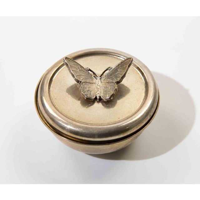 Vintage Silver-Tone Butterfly Lidded Bowl, Italy, 1970s For Sale - Image 3 of 5