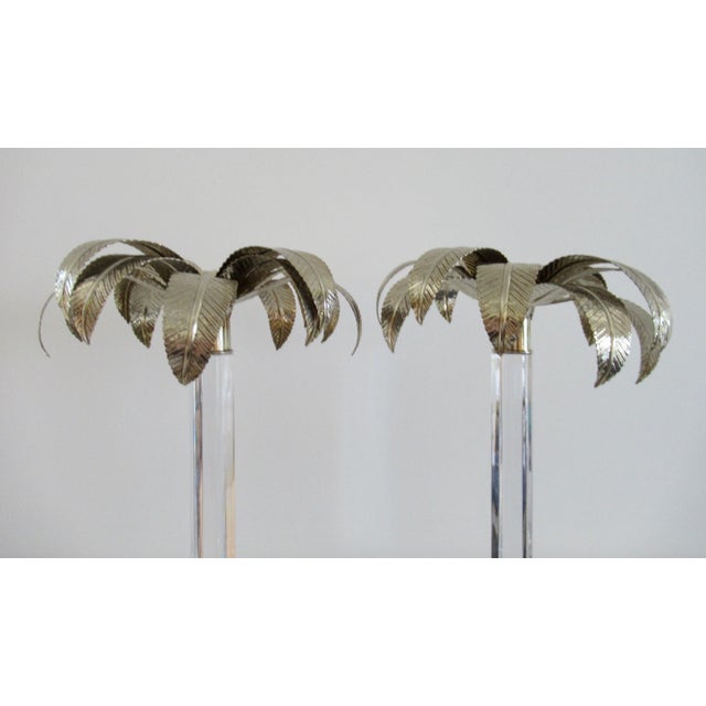Silver English William Yeoward "Alexis" 14" Crystal & Silver Topped Palm Tree Candle Holders - Pair For Sale - Image 8 of 15