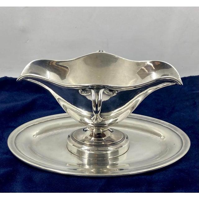 Vintage Christofle Silver Sauce Boat With Saucer Late 19th Century For Sale In Miami - Image 6 of 11