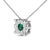 Contemporary 14K White Gold 3.8 MM Green Emerald and 1/3 Cttw Diamond Composite Halo 18" Pendant Necklace (F-G Color, VS2-SI1 Clarity) For Sale - Image 3 of 5