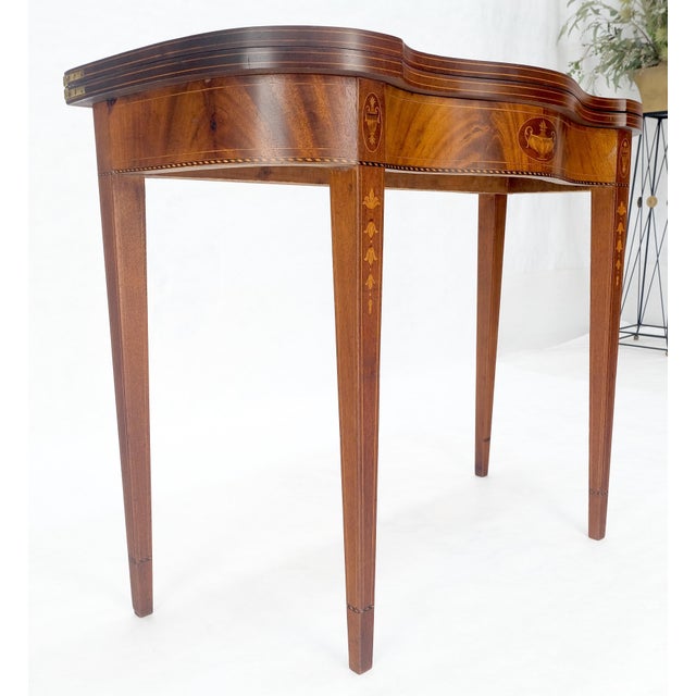 Fine Inlaid Serpentine Front Federal Style Flip Top Console Sofa Table MINT For Sale - Image 10 of 18