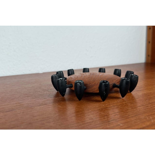 Mid-Century Modern Danish Teak and Cast Iron Candleholder from Digsmed, 1960s For Sale - Image 5 of 14