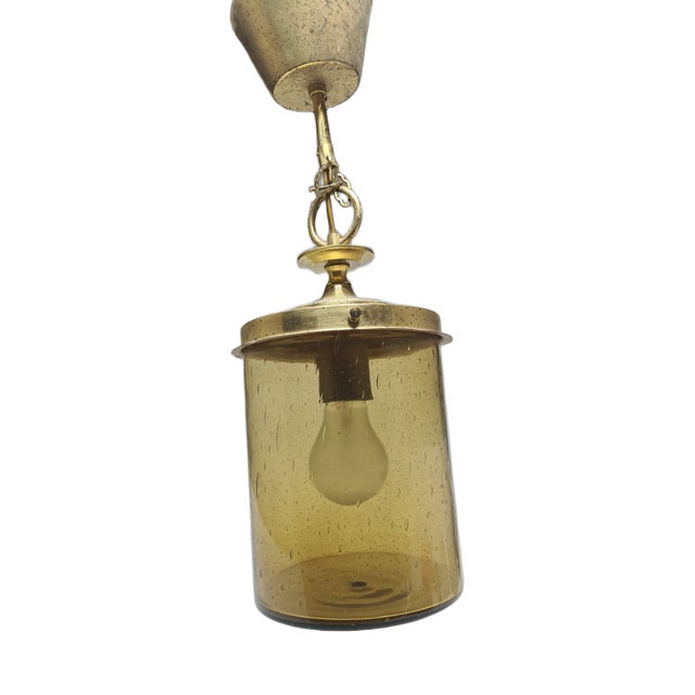 Brown Art Deco Pendant Lamp, Former Czechoslovakia, 1970s For Sale - Image 8 of 10