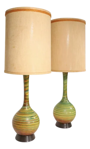 1957 Mid Century Ceramic Table Lamps by the Quartite Creative Corporation - a Pair