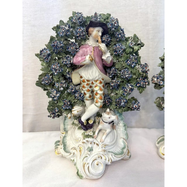 Chelsea Porcelain Pair of Mid 18th Century Chelsea Derby Bocage Figurines For Sale - Image 4 of 11
