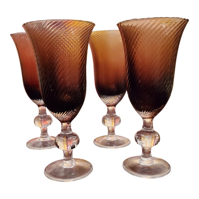 Vintage Mid Century Modern Venetian Swirl Glasses- Set of 4 For Sale