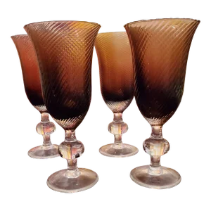 Vintage Mid Century Modern Venetian Swirl Glasses- Set of 4