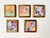 A rare, high-quality set of artist-designed tiles featuring five different, whimsical, and colorful motifs in a floral...
