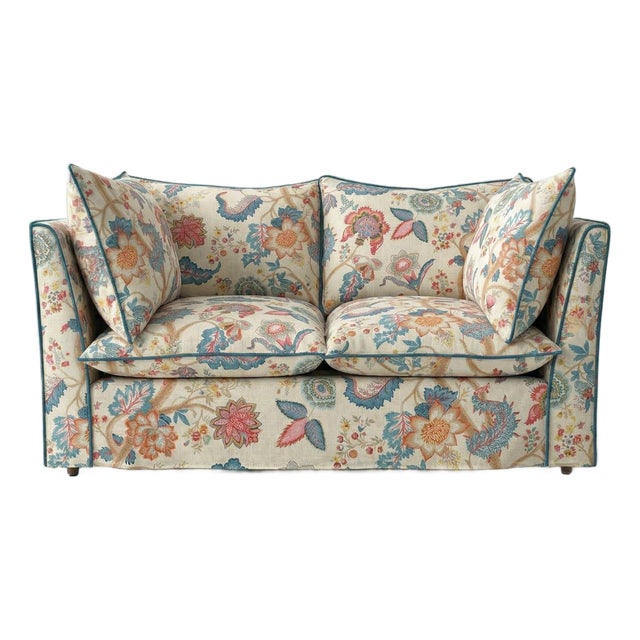 Sophie Conran Coco 2 Seater Sofa - Kitty Indian Summer with Contrast Welt Knife Edge Cushion For Sale